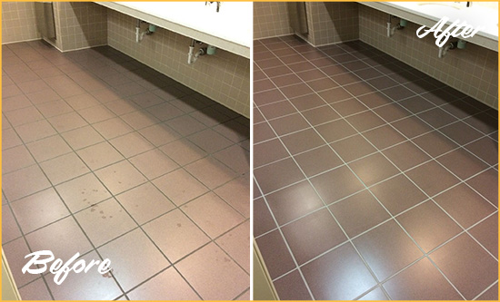 Before and After Picture of a Haverhill Restroom Sealed to Help Protect Against Scratches