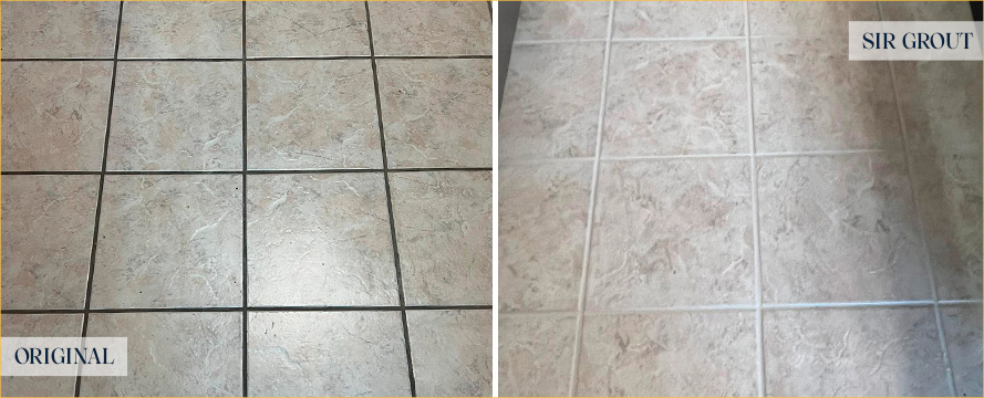 Floor Before and After a Flawless Grout Cleaning in Jupiter, FL