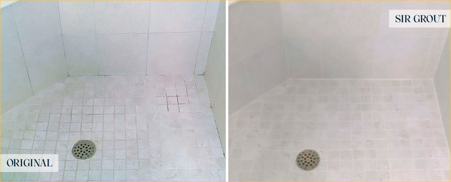 Shower Before and After a Superb Tile Cleaning in Palm Beach, FL
