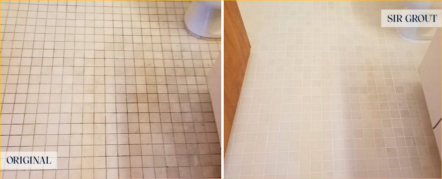 Bathroom Floor Restored by Our Tile and Grout Cleaners in Palm Beach, FL