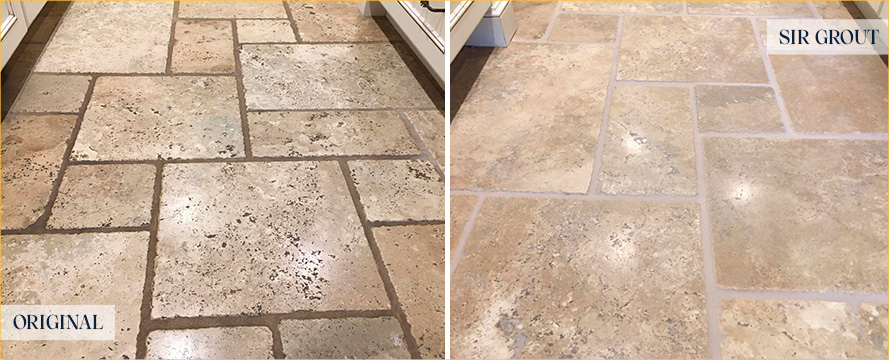 Floor Before and After an Excellent Stone Cleaning in Riviera Beach, FL 