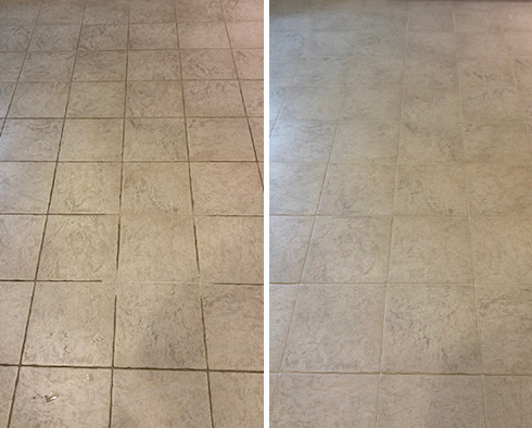 Floor Before and After a Flawless Grout Cleaning in Palm Beach, FL 