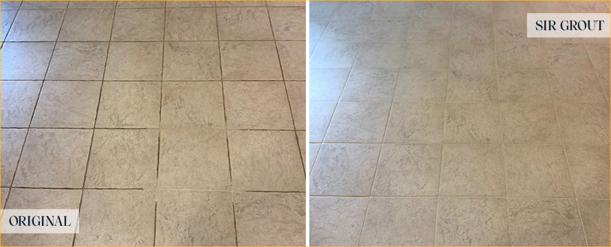 Floor Before and After an Excellent Grout Cleaning in Palm Beach, FL 