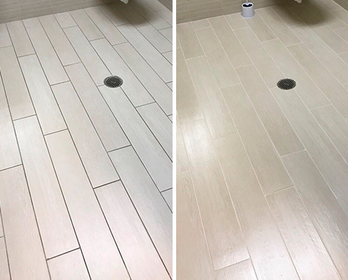 Floor Before and After a Grout Cleaning in Stuart, FL 