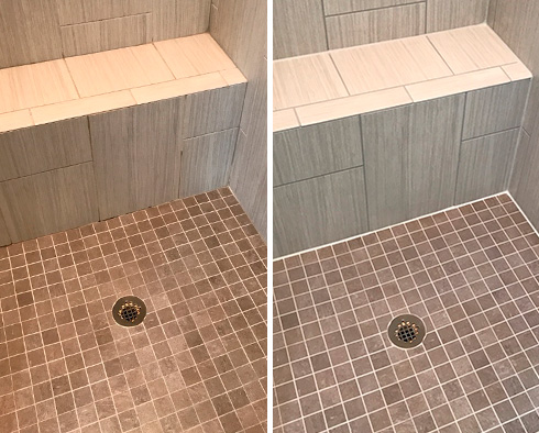 Shower Before and After a Grout Sealing in Palm Beach, FL 