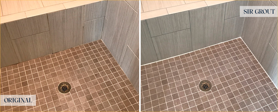 Shower Before and After an Excellent Grout Sealing in Palm Beach, FL