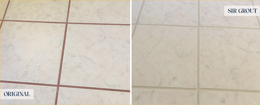 Floor Before and After an Excellent Grout Cleaning in Port Saint Lucie, FL