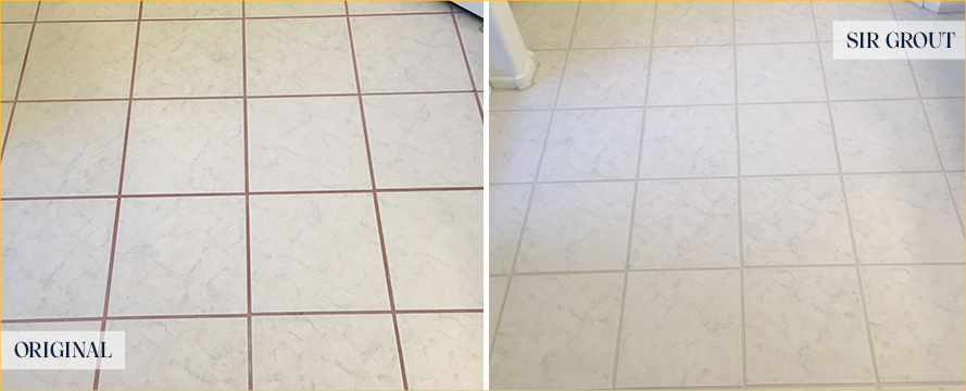Floor Before and After a Flawless Grout Cleaning in Port Saint Lucie, FL