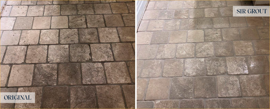 Floor Before and After a Flawless Stone Cleaning in Port Saint Lucie, FL