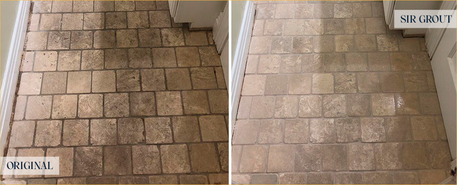 Floor Before and After a Superb Stone Cleaning in Port Saint Lucie, FL