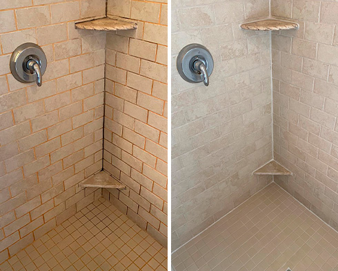 Shower Before and After a Grout Sealing in Stuart, FL