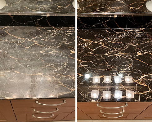 Marble Countertop Before and After Our Hobe Sound Stone Honing Services