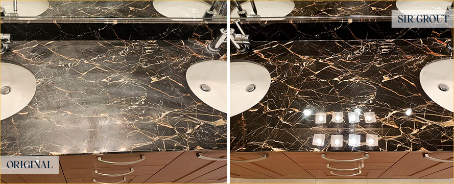 Marble Countertop Before and After Our Hobe Sound Stone Honing Services