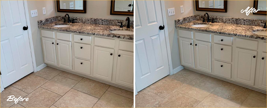 Bathroom Before and After Out Grout Cleaning in Jupiter, FL