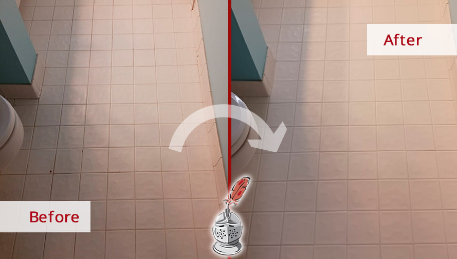 Bathroom Floor Before and After Our Grout Cleaning in Jupiter, FL