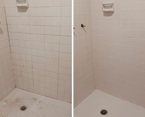 Showers Before and After Out Grout Sealing in West Palm Beach, FL
