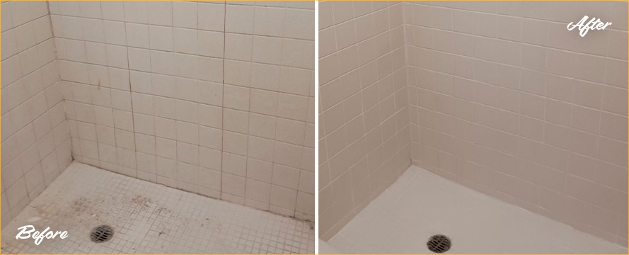 Showers Before and After Out Grout Sealing in West Palm Beach, FL