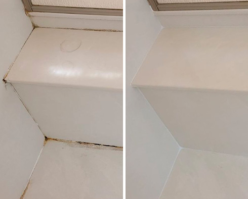 Shower Before and After Our Caulking Services in Ocean Breeze, FL