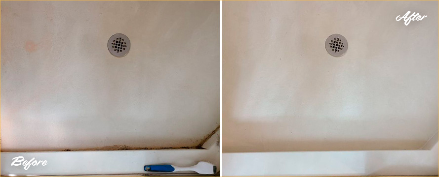 Shower Before and After Our Remarkable Caulking Services in Ocean Breeze, FL