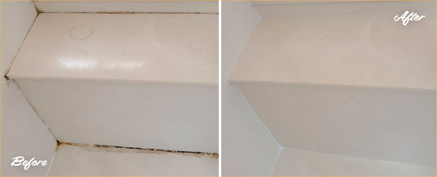 Shower Before and After Our Exceptional Caulking Services in Ocean Breeze, FL