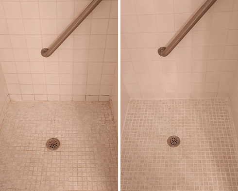 Shower Before and After a Grout Sealing in Delray Beach, FL