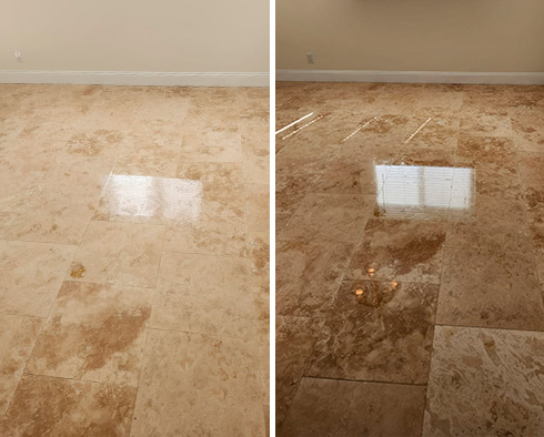 Floor Before and After Our Stone Sealing in North Palm Beach, FL