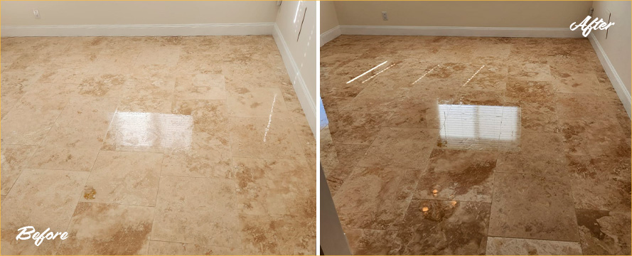 Floor Before and After Our Stone Sealing in North Palm Beach, FL