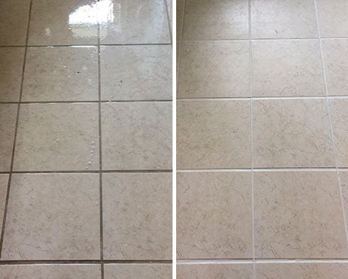 Floor Before and After a Grout Cleaning in Boynyon Beach, FL