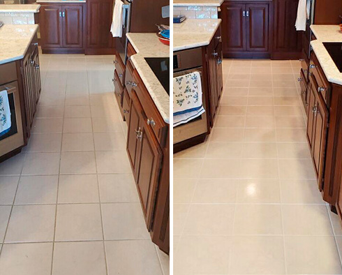 Floor Before and After a Grout Sealing in West Palm Beach, FL