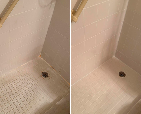 Shower Before and After a Tile Cleaning in Stuart, FL