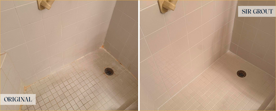 Shower Before and After a Flawless Tile Cleaning in Stuart, FL