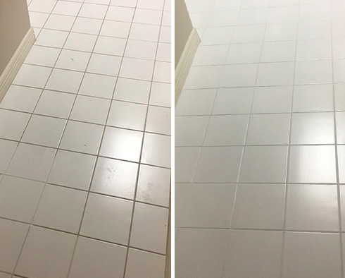 Floor Before and After a Grout Cleaning in Riviera Beach, FL