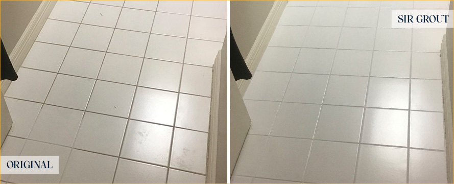 Floor Before and After a Flawless Grout Cleaning in Riviera Beach, FL