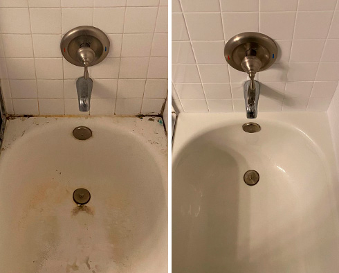 Shower Before and After Our Caulking Services in Jupiter, FL