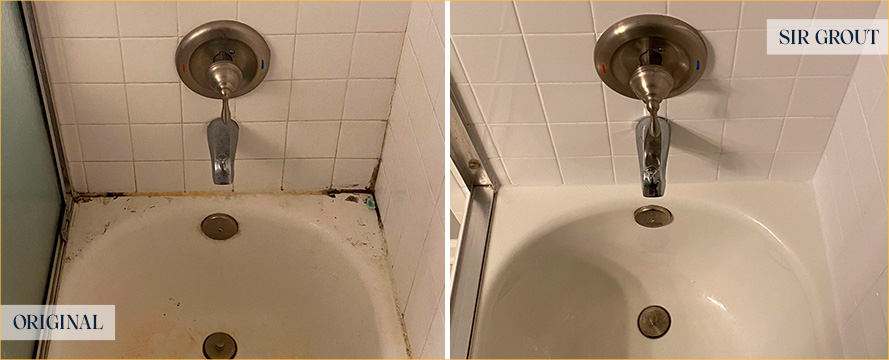 Shower Before and After Our Superb Caulking Services in Jupiter, FL