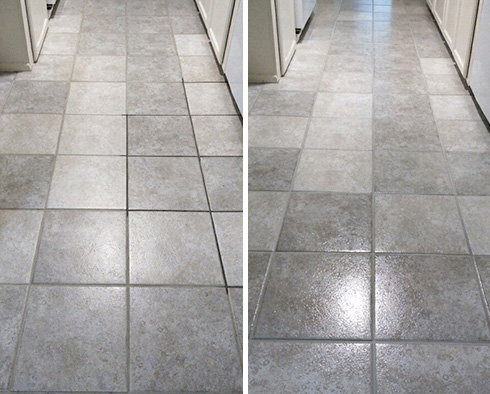 Floor Before and After a Tile Sealing in Palm Beach Gardens, FL
