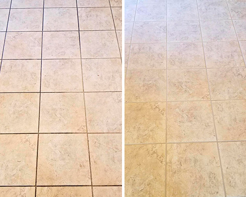 Floor Before and After a Grout Cleaning in Jupiter, FL