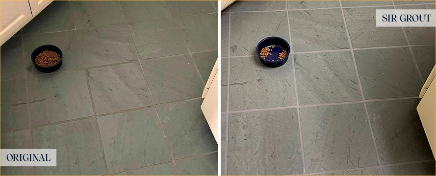 Floor Before and After a Superb Grout Cleaning in Port Saint Lucie, FL