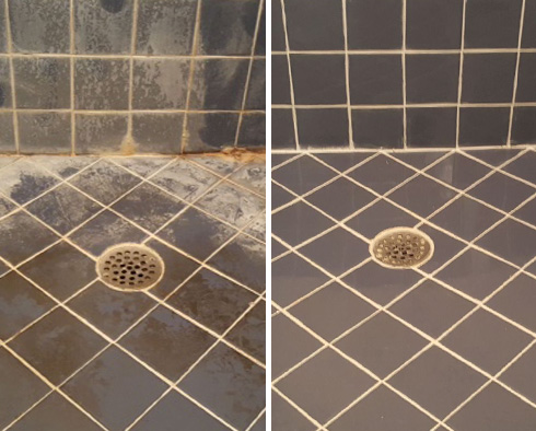 Shower Before and After a Tile Cleaning in Palm Beach Gardens, FL
