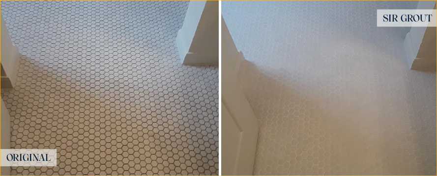 Floor Before and After a Flawless Grout Cleaning in Port Saint Lucie, FL