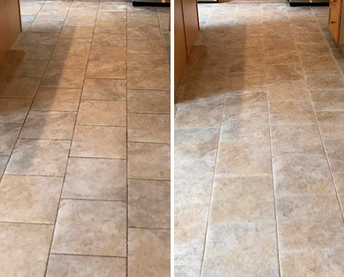 Floor Before and After a Grout Cleaning in North Palm Beach, FL 
