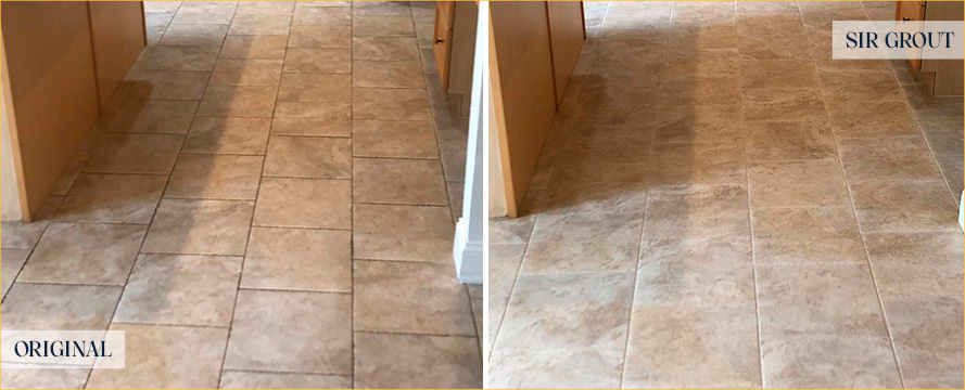 Floor Before and After a Flawless Grout Cleaning in North Palm Beach, FL