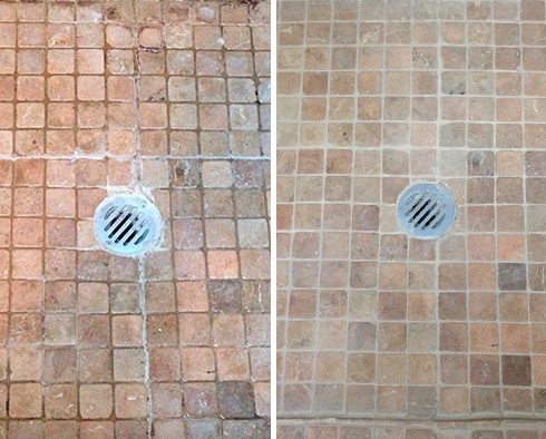 Shower Before and After a Stone Cleaning in Palm Beach, FL 