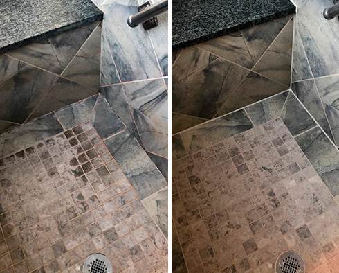 Shower Before and After a Tile Cleaning in Stuart, FL