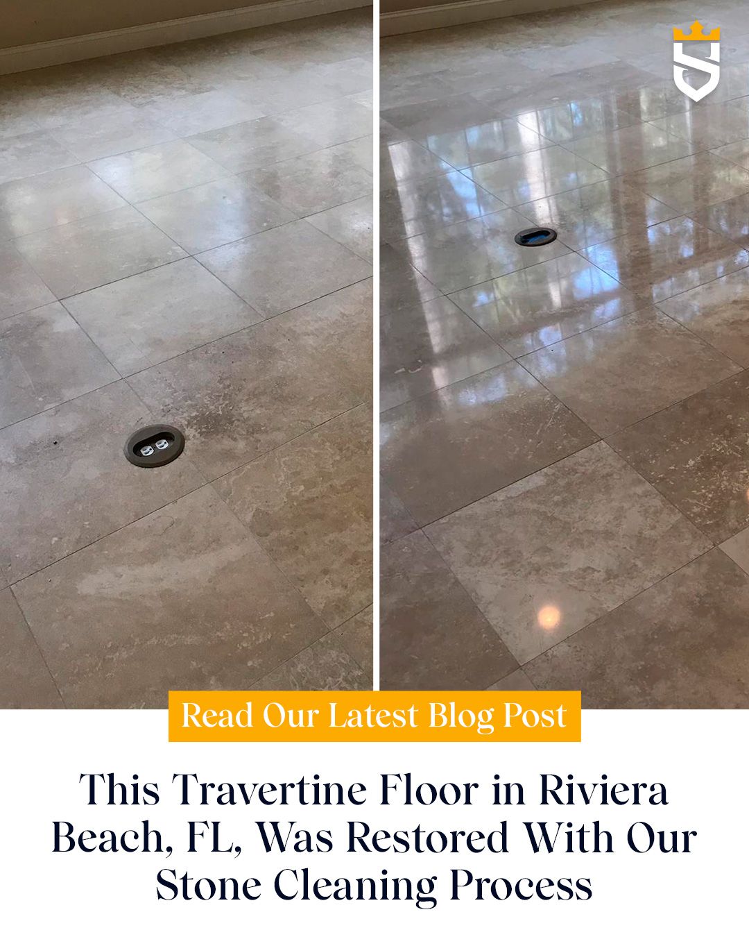 This Travertine Floor in Riviera Beach, FL, Was Restored With Our Stone Cleaning Process